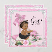 Ethnic Girl Pearl High Heel Shoe Babydusche Einladung (Vorne/Hinten)