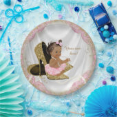 Ethnic Girl Pink Gold High Heel Baby Dusche Pappteller (Party)