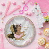 Ethnic Girl Pink Gold High Heel Baby Dusche Pappteller (Party)