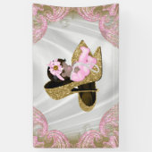 Ethnic Girl Pink Gold High Heel Shoe Baby Dusche Banner (Vertikal)