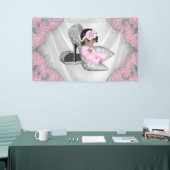 Ethnic Girl Pink Silver High Heel Shoe Baby Dusche Banner (Messeveranstaltung)