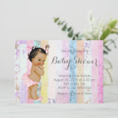 Ethnic Girl Rainbow Baby Shower Einladung (Stehend Vorderseite)