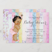 Ethnic Girl Rainbow Baby Shower Einladung (Vorne/Hinten)