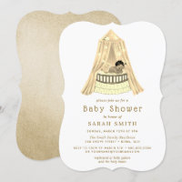 Ethnic Gold Baby Shower Crib Boy oder Girl Einladu