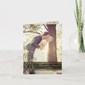 Ethnic Green Boho Spirals Wedding Foto Vielen Dank Dankeskarte
