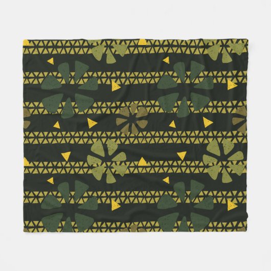 Ethnic Green Brown African Gemustert Fleecedecke (Vorderseite (Horizontal))