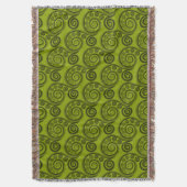 Ethnic Green Fern Frond Swirl Throw Blanket Decke (Vorderseite Vertikal)