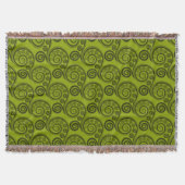 Ethnic Green Fern Frond Swirl Throw Blanket Decke (Vorderseite)
