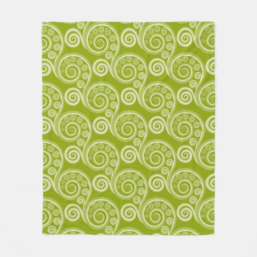Ethnic Green Fern Leaf Wirbel Fleece Blanket (Vorderseite)