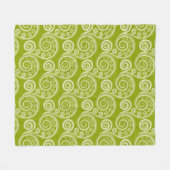Ethnic Green Fern Leaf Wirbel Fleece Blanket (Vorderseite (Horizontal))