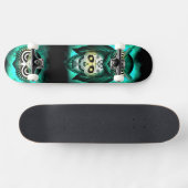 ETHNIC GREEN OWL SKULL SKATEBOARD (Horizontal)