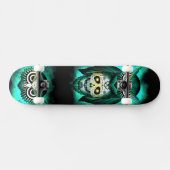ETHNIC GREEN OWL SKULL SKATEBOARD (Horizontal)