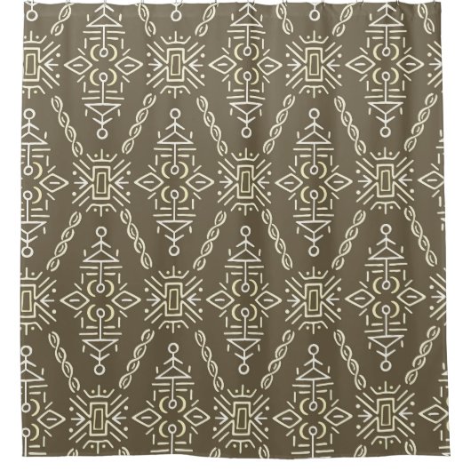 Ethnic Hand Drawn Boho Tile Duschvorhang (Vorderseite)