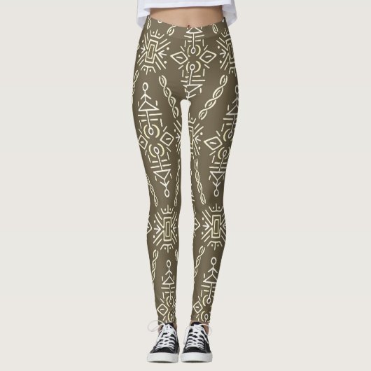 Ethnic Hand Drawn Boho Tile Leggings (Vorderseite)