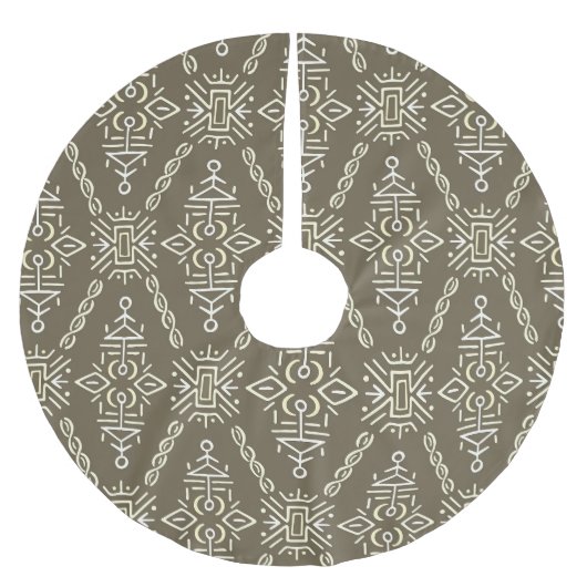 Ethnic Hand Drawn Boho Tile Polyester Weihnachtsbaumdecke (Vorderseite)