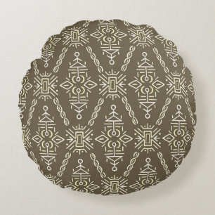 Ethnic Hand Drawn Boho Tile Rundes Kissen