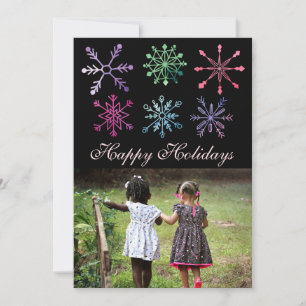 Ethnic Happy Holidays Wassercolor Schneeflocken Feiertagskarte