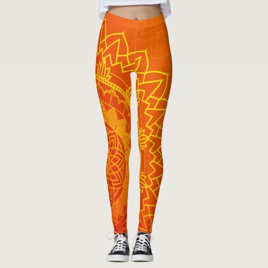 Ethnic Indian Mandala Yellow Orange Leggings (Vorderseite)