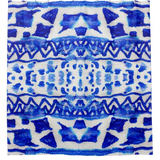 Ethnic Indigo Arrow Indianermuster Duschvorhang (Vorderseite)