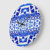 Ethnic Indigo Arrow Indianermuster Große Wanduhr (Winkel)