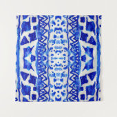 Ethnic Indigo Arrow Indianermuster Wandteppich (Vorderseite (Horizontal))