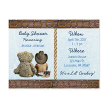 Ethnic Lil Cowboy Baby Boy und Teddy Bear Baby Inv