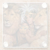 Ethnic Lion Goddess Egyptian Beverage Coaster Glasuntersetzer (Rückseite)