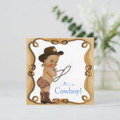 Ethnic Little Cowboy Baby Shower Einladung (Stehend Vorderseite)
