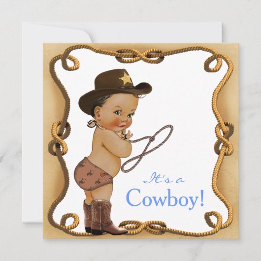 Ethnic Little Cowboy Baby Shower Einladung (Vorderseite)