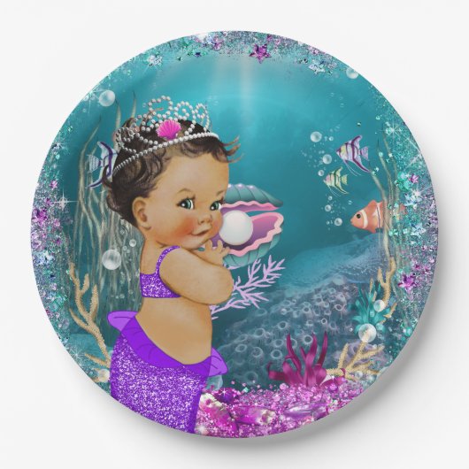 Ethnic Little Mermaid Baby Paper Teller (Vorderseite)