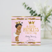 Ethnic Little Princess Baby Dusche Pink Gold Einladung (Stehend Vorderseite)