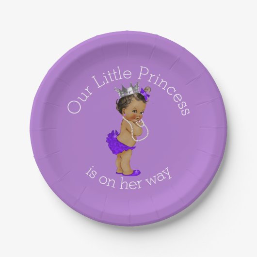 Ethnic Little Princess Baby Shower Lavender Pappteller (Vorderseite)