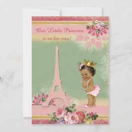 Ethnic Little Princess Eiffel Tower Baby Dusche Einladung