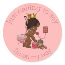 Ethnic Little Princess on Phone Pink Baby Dusche