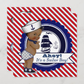 Ethnic Little Sailor Nautical Baby Dusche Einladung (Vorne/Hinten)