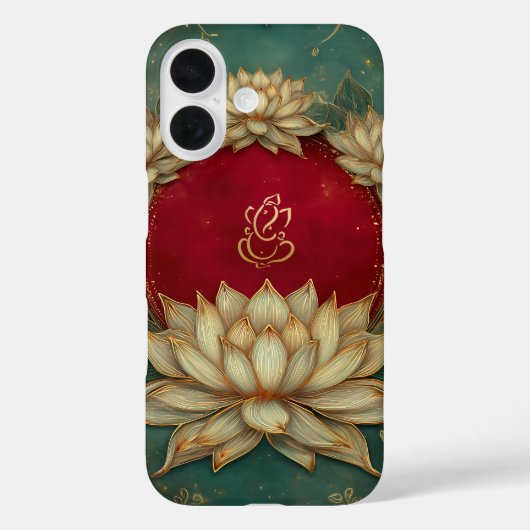 Ethnic Lotus Green Indian God Ganesh Case-Mate iPhone Hülle (Rückseite)