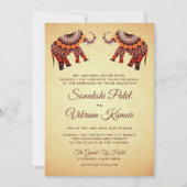 Ethnic Mandala Elephants Indian Wedding Einladung (Vorderseite)