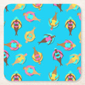 Ethnic Melanin Girl Friends Relaxen am Pool Rechteckiger Pappuntersetzer (Vorderseite)