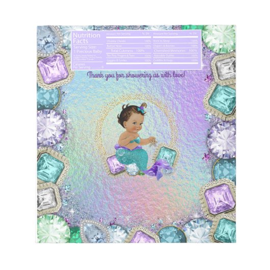 Ethnic Mermaid Baby Shower Candy Bar Wrapper Notizblock (Vorderseite)