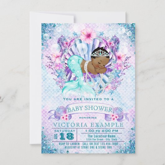 Ethnic Mermaid Baby Shower Einladungen (Vorderseite)