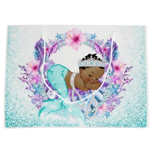 Ethnic Mermaid Baby Shower Große Geschenktüte (Vorderseite)