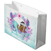 Ethnic Mermaid Baby Shower Große Geschenktüte (Vorderseite Schrägansicht)