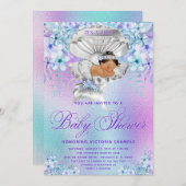 Ethnic Mermaid Clam Muschel Baby Shower Einladunge Einladung (Vorne/Hinten)