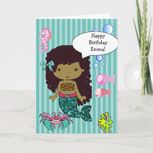 Ethnic Mermaid Happy Birthday Card Karte (Vorderseite)