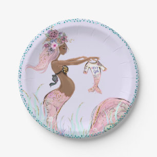 Ethnic Mermaid Mama Baby Duschpapier Teller