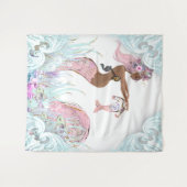 Ethnic Mermaid Mama Baby Shooting Background Banne Wandteppich (Vorderseite (Horizontal))