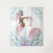 Ethnic Mermaid Mama Baby Shooting Background Banne Wandteppich (Vorderseite)