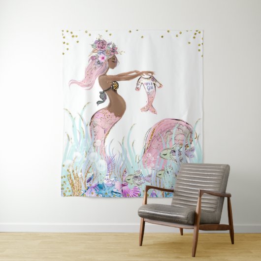 Ethnic Mermaid Mama Baby Shower Banner Backrop Wandteppich (Beispiel)