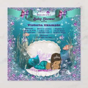 Ethnic Mermaid Princess Baby Shower Einladung