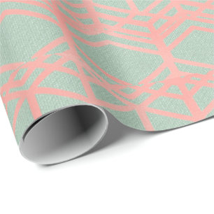 Ethnic Mint Green Pastel Pink Blush Geometric Geschenkpapier